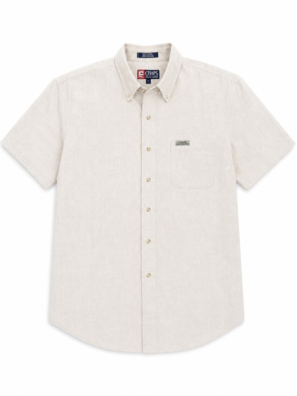 Chaps Men's Short-Sleeve Button-Down Shirt in Cream